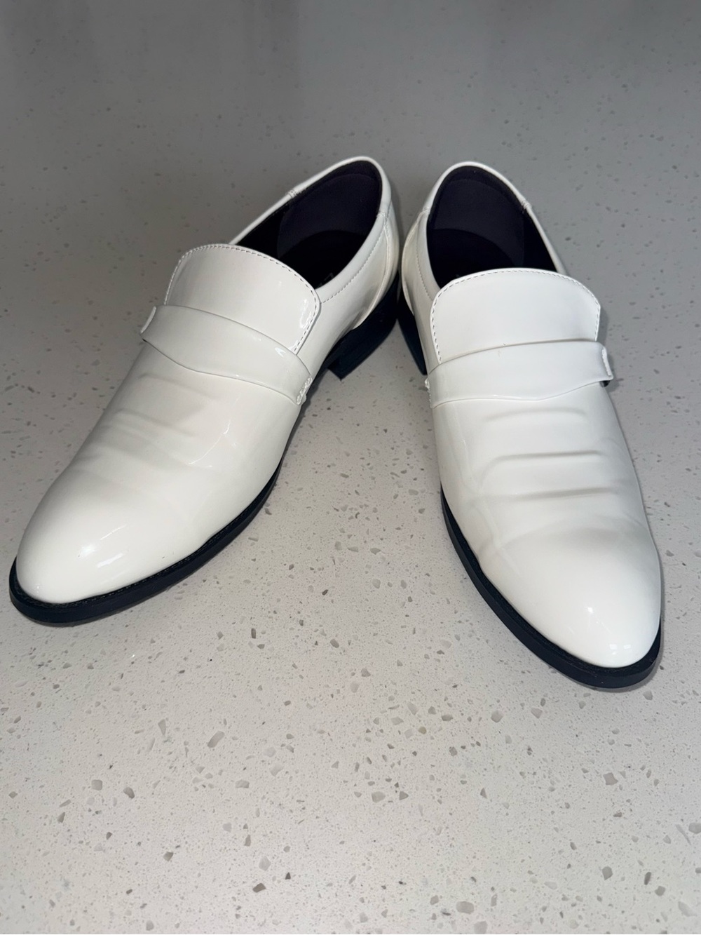 Men's White Patent Slip-On Dress Loafers